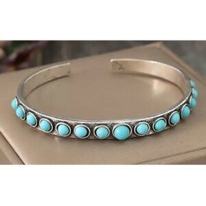 Southwest Bohemian Style Synthetic Turquoise & Silver Plated Bracelet